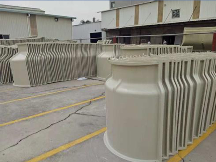 Many FRP round cooling towers parts in our factory